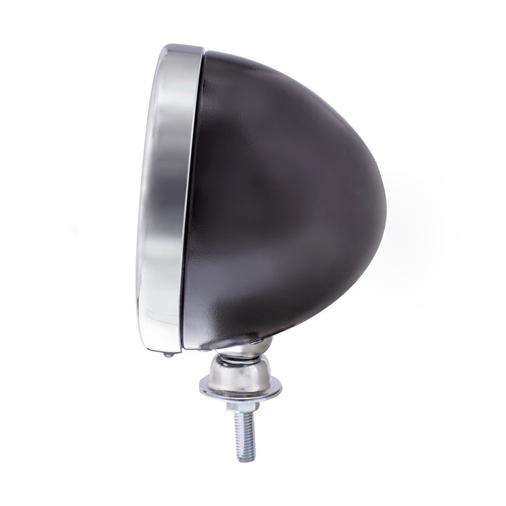 7" Black Dietz Style Headlight Housing &amp; Chrome Rim Only and 34222 Pigtail (Pair)