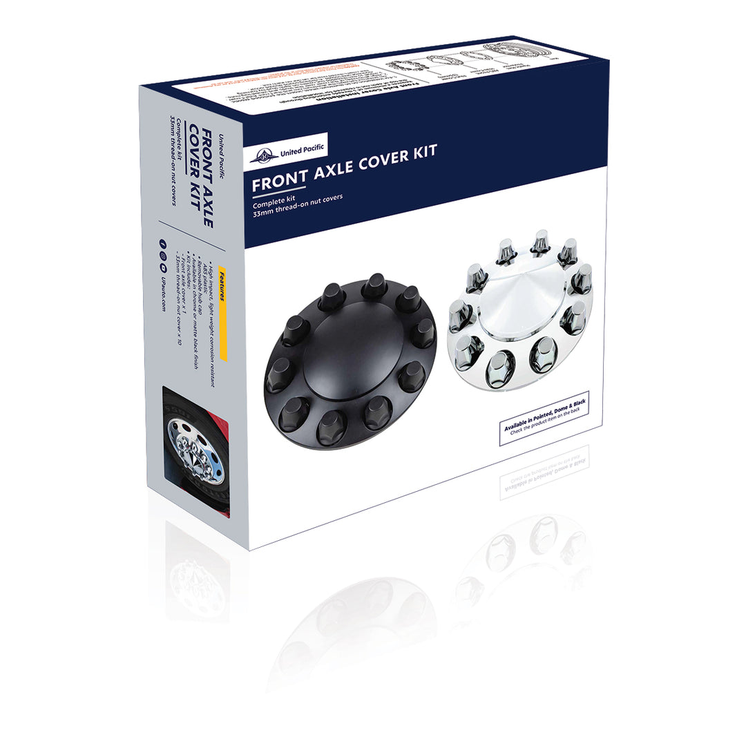Pointed Front Axle Cover With 33mm Standard Thread-On Nut Covers - Matte Black