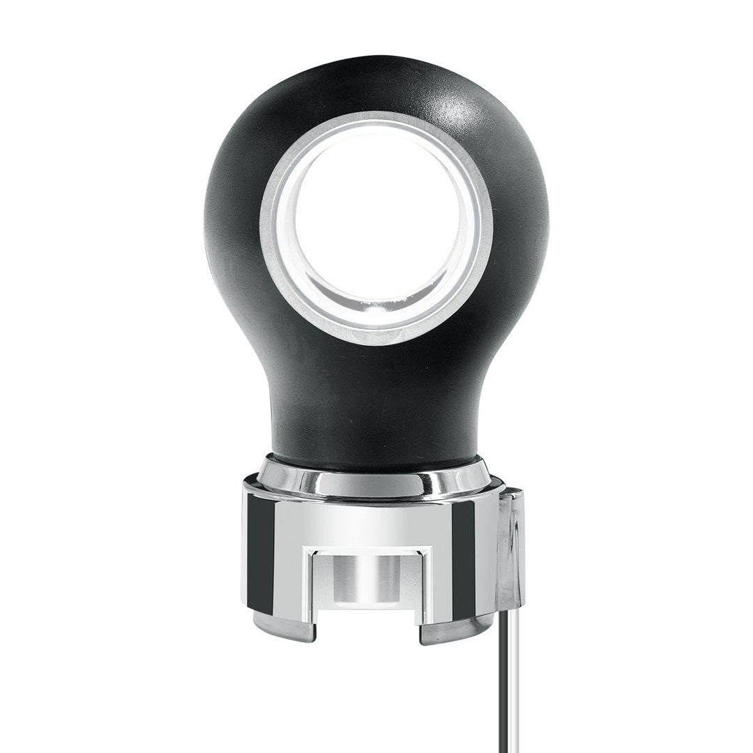 Thread-On Matte Black Charlotte Style Gearshift Knob With LED 13/15/18 Speed Adapter - White LED