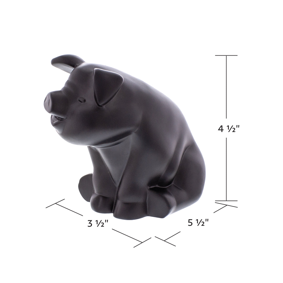 Die-Cast Sitting Pig Hood Ornament - Matte Black