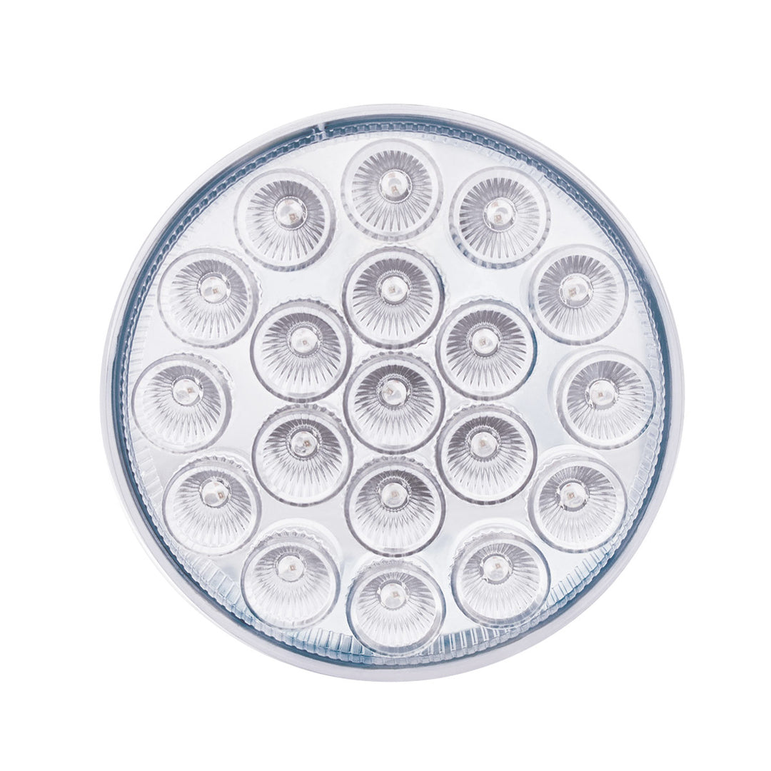 19 LED 4" Round Double Fury Light (Turn Signal) - Amber &amp; White LED/Clear Lens