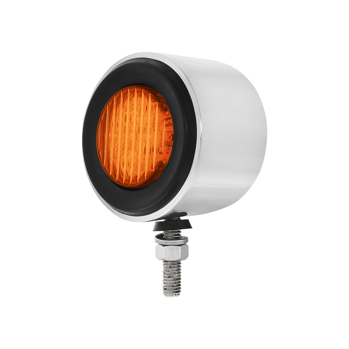 Stainless 2-1/2" Double Face Light With LED Lights &amp; Grommets - Amber &amp; Red LED/Amber &amp; Red Lens
