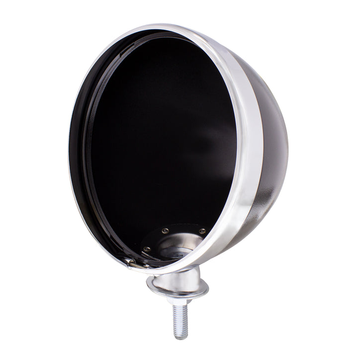 7" Black Dietz Style Headlight Housing &amp; Chrome Rim Only and 34222 Pigtail (Pair)
