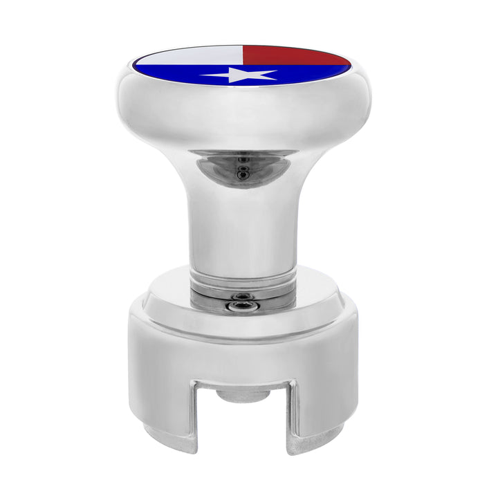 Thread-On Gearshift Knob With 13/15/18 Speed Adapter &amp; Texas Flag Sticker - Chrome