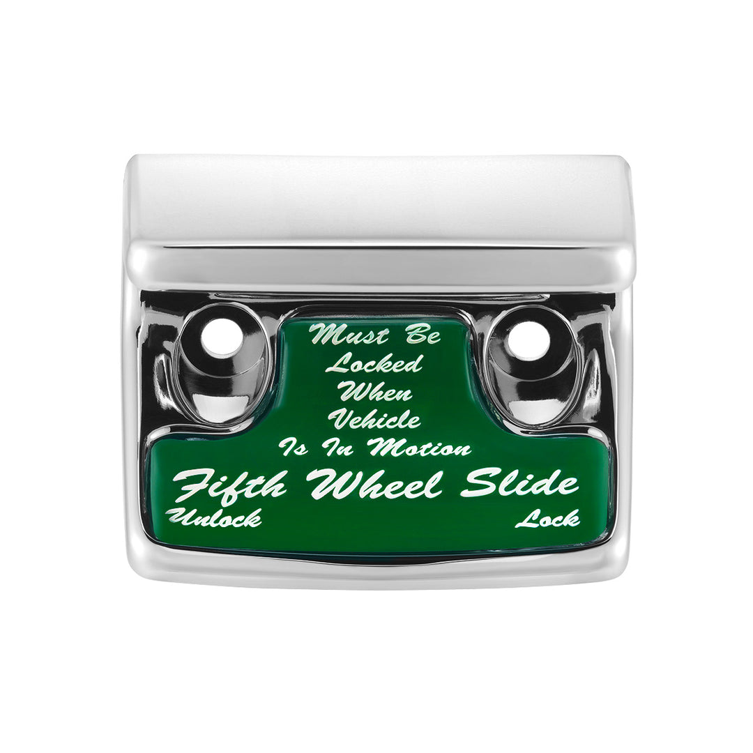 Chrome Plastic Fifth Wheel Switch Guard With Glossy Sticker For 1990-2010 Freightliner Classic - Green Sticker
