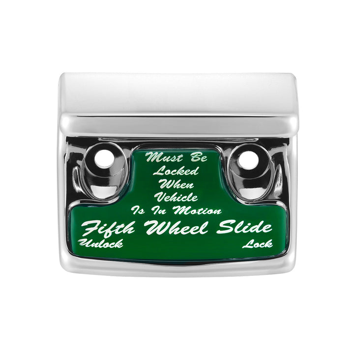 Chrome Plastic Fifth Wheel Switch Guard With Glossy Sticker For 1990-2010 Freightliner Classic - Green Sticker
