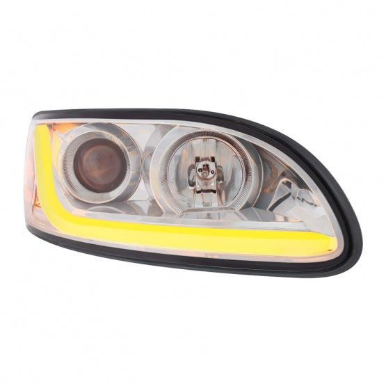Chrome Projection Headlight W/LED Dual Function Light Bar For PB 386 (2005-2015) &amp; 387 (1999-2010) - Passenger