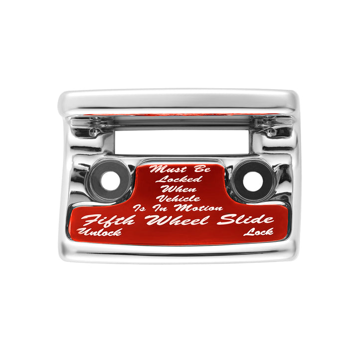 Chrome Plastic Fifth Wheel Switch Guard With Glossy Sticker For 1990-2010 Freightliner Classic - Red Sticker