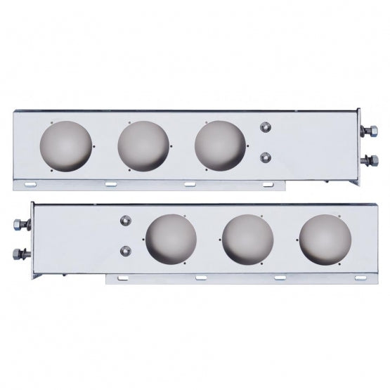 2-1/2" Bolt Pattern Chrome Spring Loaded Light Bar With 6 x 4" Light Cutouts (Pair)