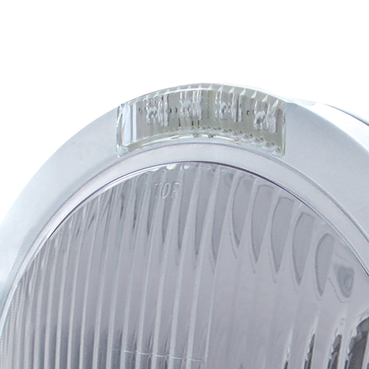 Stainless Steel Bullet Classic Headlight H4 Bulb &amp; LED Turn Signal - Clear Lens