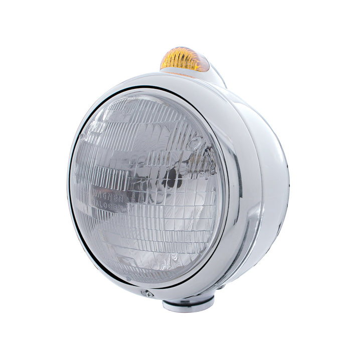 Chrome Guide 682-C Headlight H6024 &amp; Dual Mode LED Signal - Amber Lens