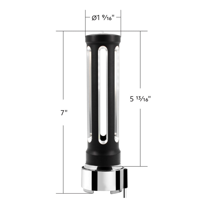 Thread-On Matte Black Sonoma Style Gearshift Knob With LED 9/10 Speed Adapter - Clear Crystal/White LED