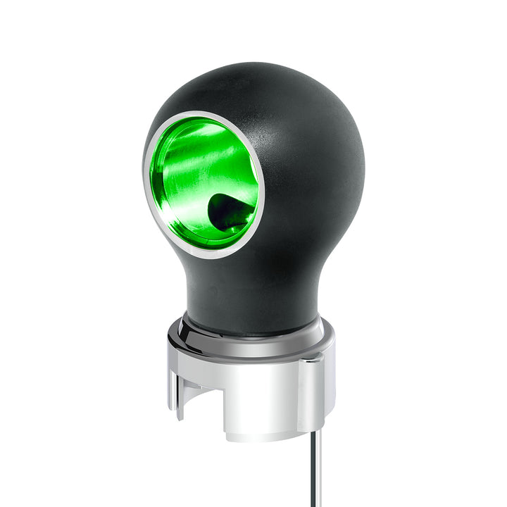 Thread-On Matte Black Charlotte Style Gearshift Knob With LED 13/15/18 Speed Adapter - Green LED