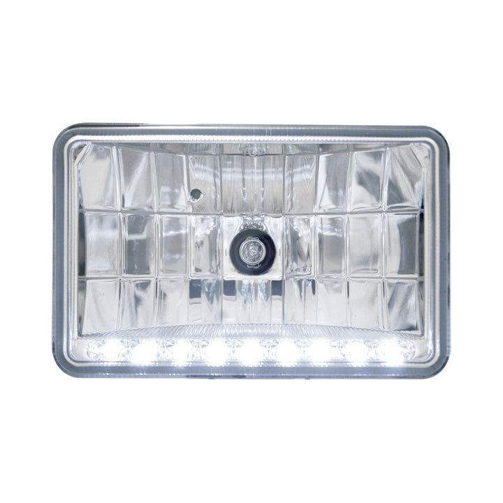 4" x 6" Crystal Headlight With 9 White LED Position Light - Low Beam