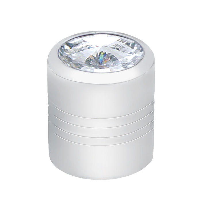 Chrome Round Valve Caps With Clear Crystal (4-Pack)