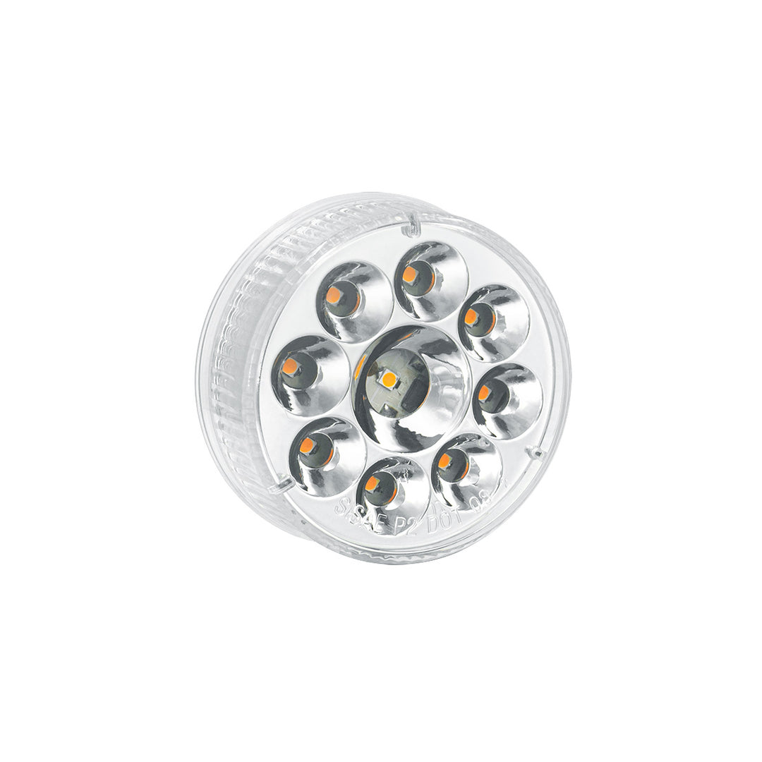 9 LED 2-1/2" Round Pure Reflector Light (Clearance/Marker) - Red LED/Clear Lens