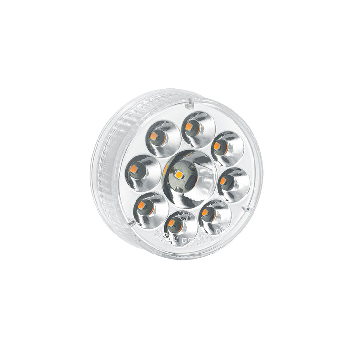 9 LED 2-1/2" Round Pure Reflector Light (Clearance/Marker) - Red LED/Clear Lens
