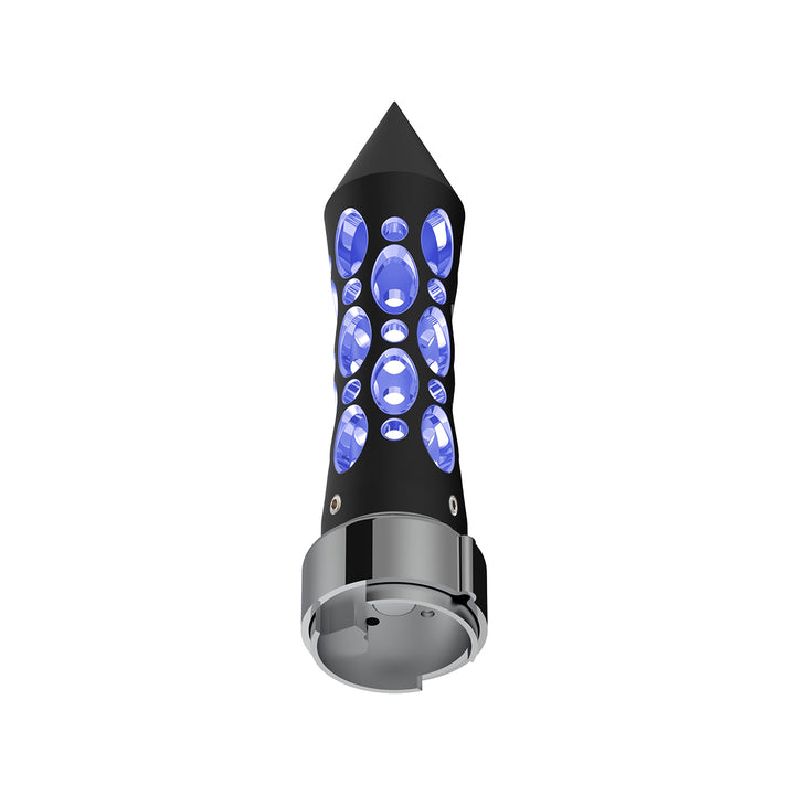Thread-On Daytona Style Spike Gearshift Knob With LED 9/10 Speed Adapter - Black/Blue LED