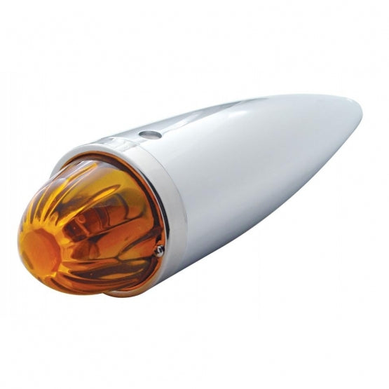 Chrome Die Cast Torpedo Cab Light With Watermelon Glass Lens &amp; 1156 Bulb - Amber