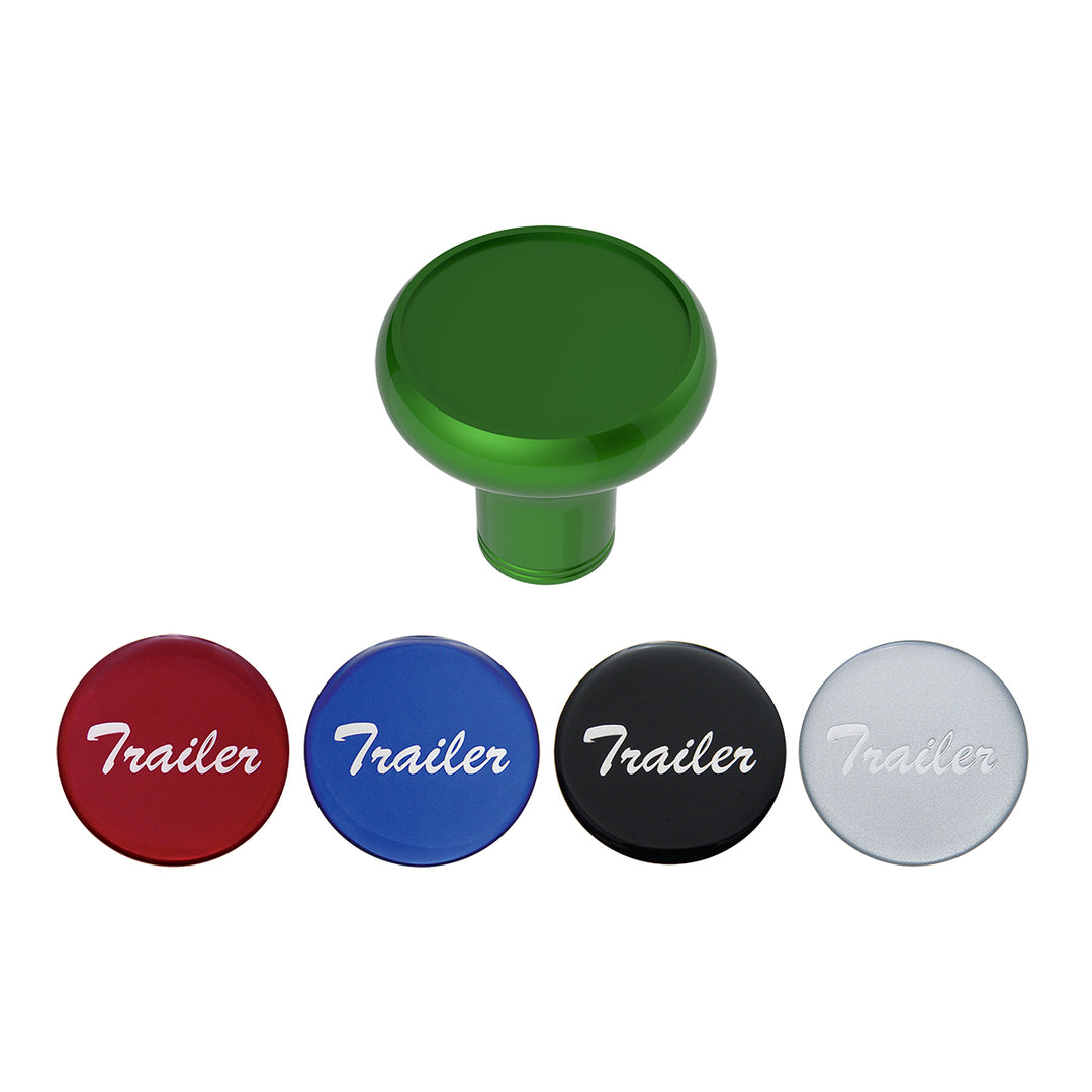 Deluxe Aluminum Screw-On Air Valve Knob With Multi - Color Glossy Trailer Sticker - Emerald Green