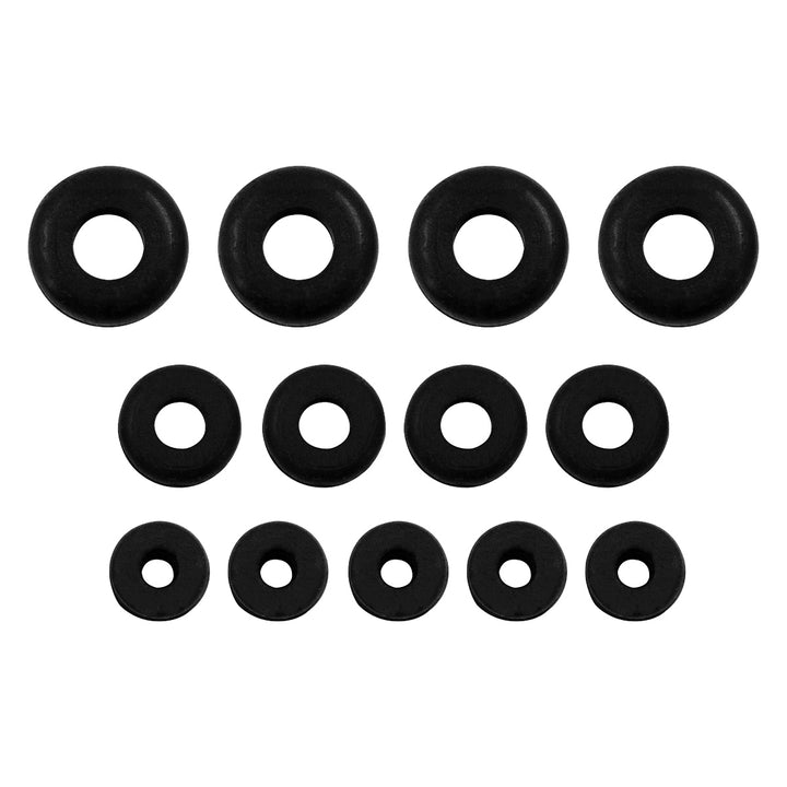 1/4",5/16",3/8" Mounting Holes Black Vinyl Grommets (13-Pack)