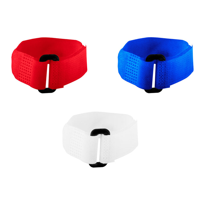 8" x 3/4" Red,White,Blue Hook &amp; Loop Velcro Strip - Tie Fasteners with Buckle (8-Pack)