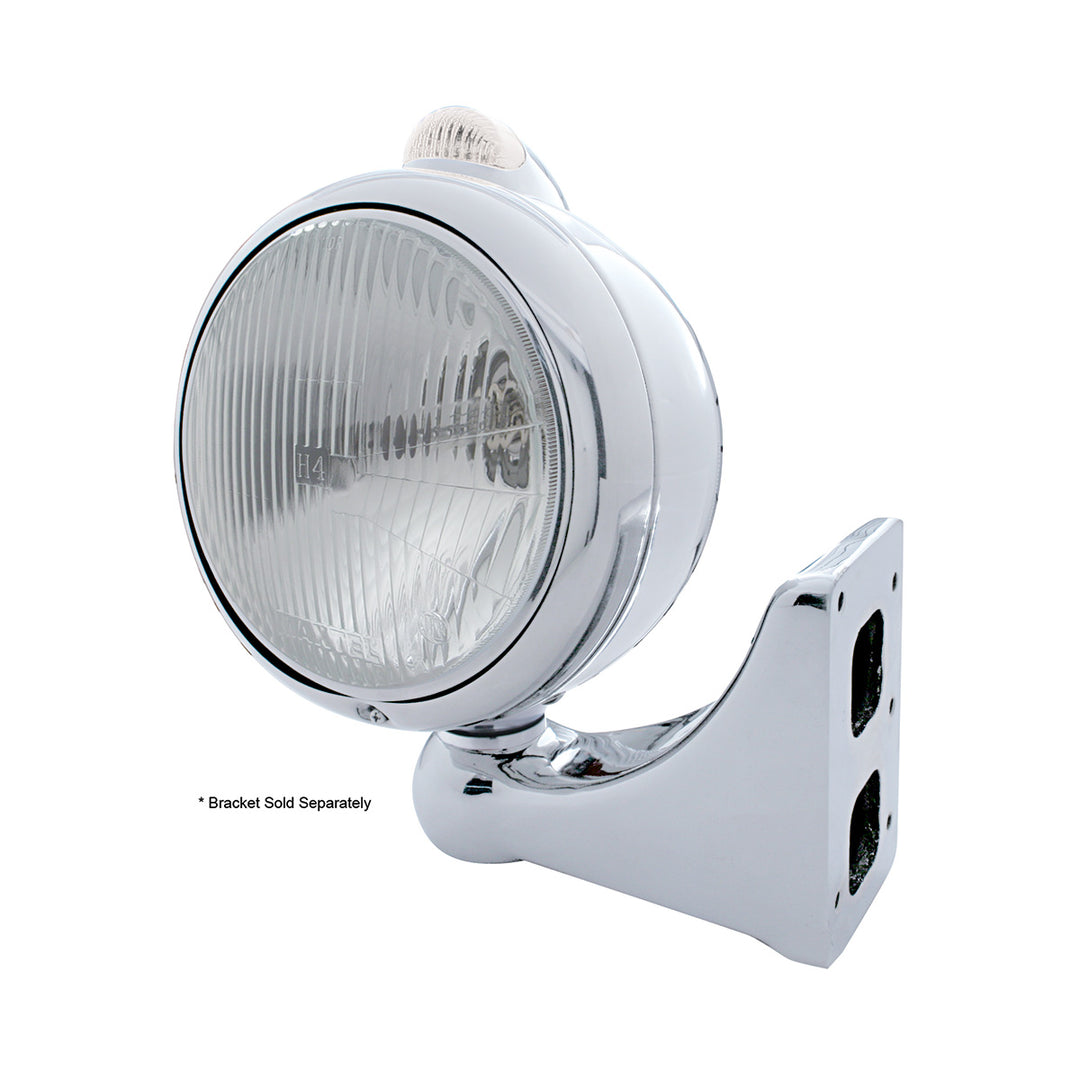 Stainless Steel Guide 682-C Headlight H4 &amp; Dual Mode LED Signal - Clear Lens