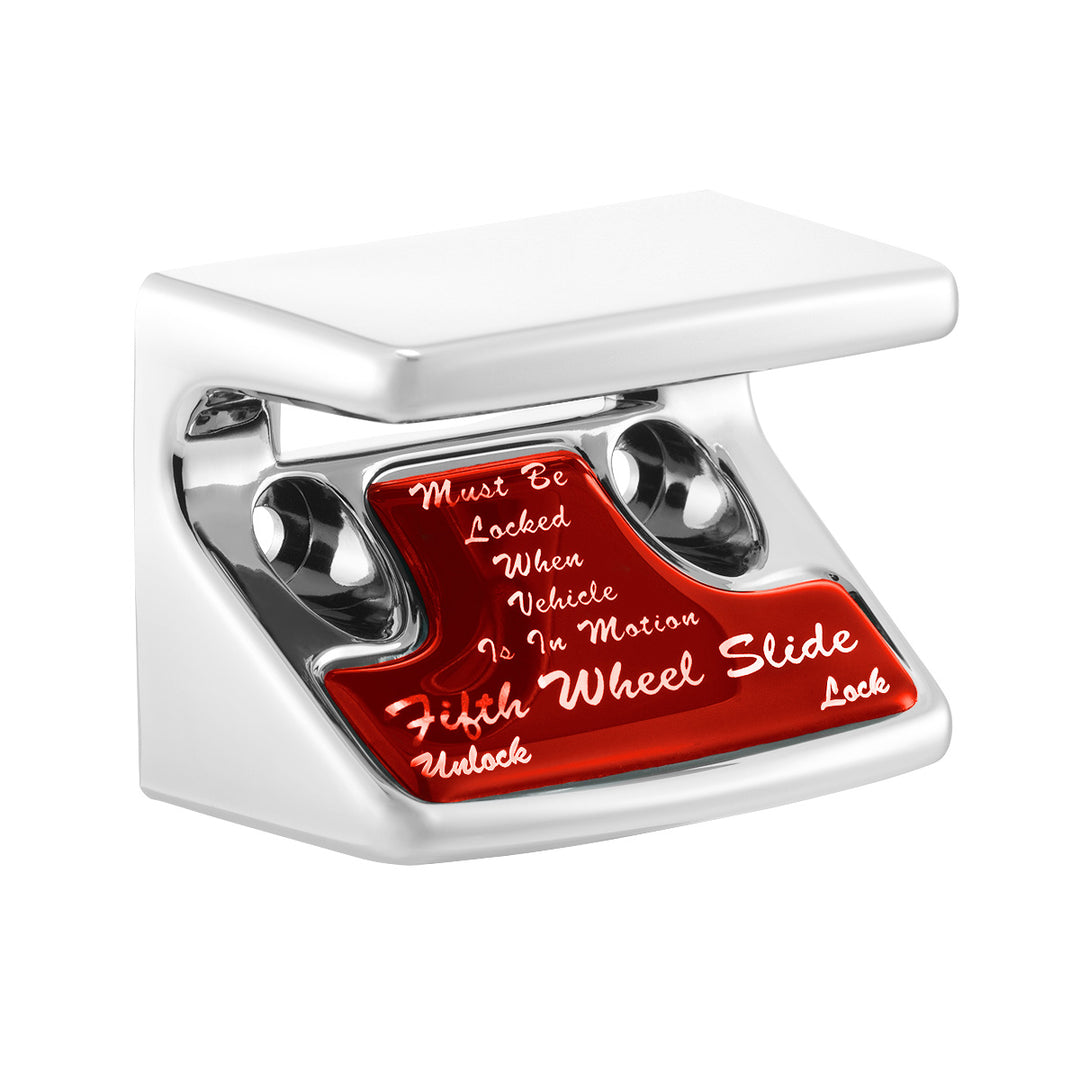 Chrome Plastic Fifth Wheel Switch Guard With Glossy Sticker For 1990-2010 Freightliner Classic - Red Sticker