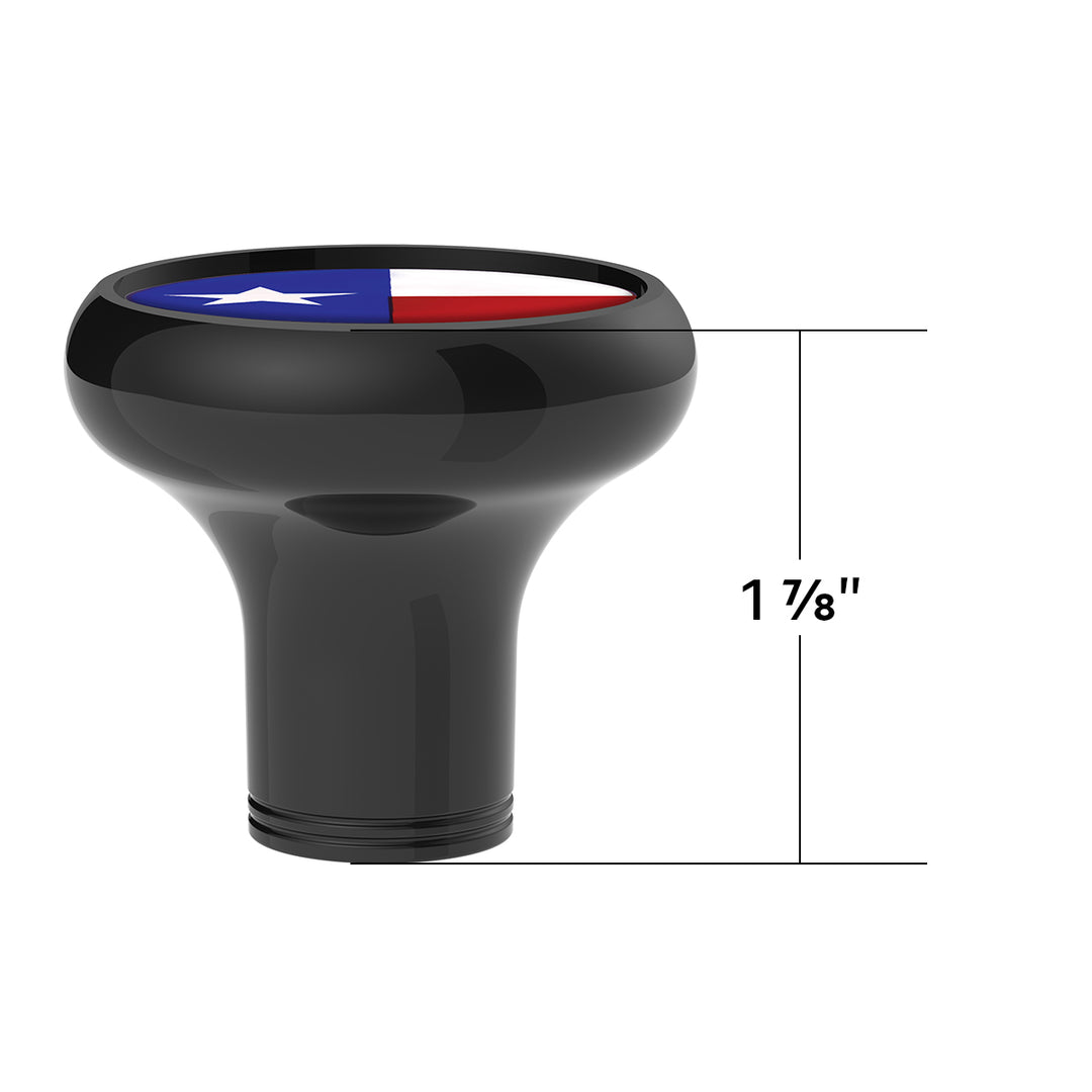 1/2" - 13 Thread-On Gearshift Knob With Texas Flag Sticker - Black