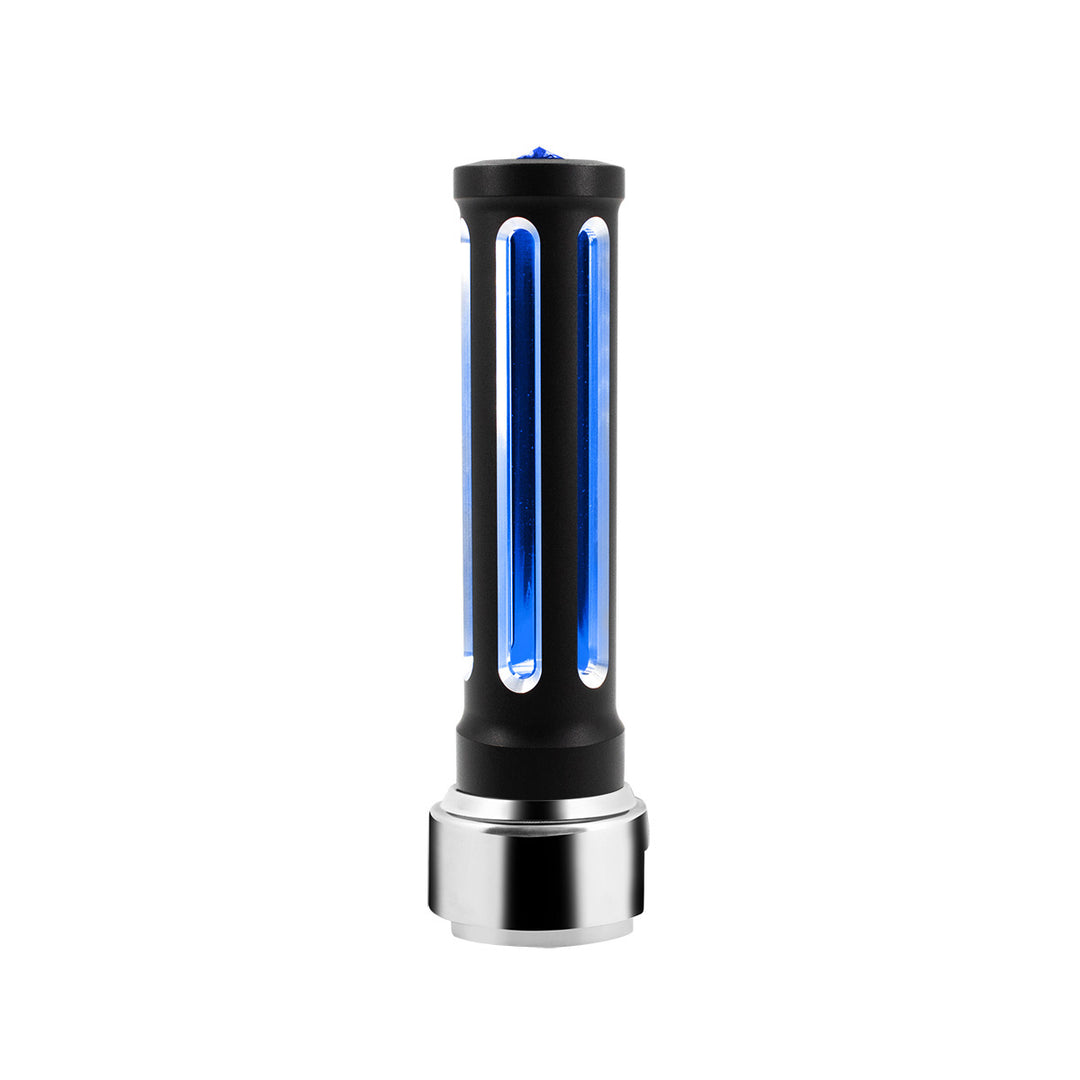 Thread-On Matte Black Sonoma Style Gearshift Knob With LED 13/15/18 Speed Adapter - Blue Crystal/Blue LED