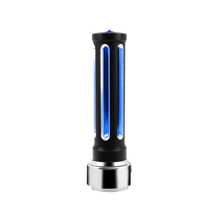 Thread-On Matte Black Sonoma Style Gearshift Knob With LED 13/15/18 Speed Adapter - Blue Crystal/Blue LED