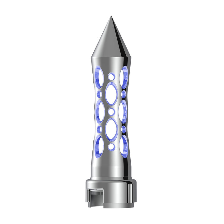 Thread-On Daytona Style Spike Gearshift Knob With LED 13/15/18 Speed Adapter - Chrome/Blue LED