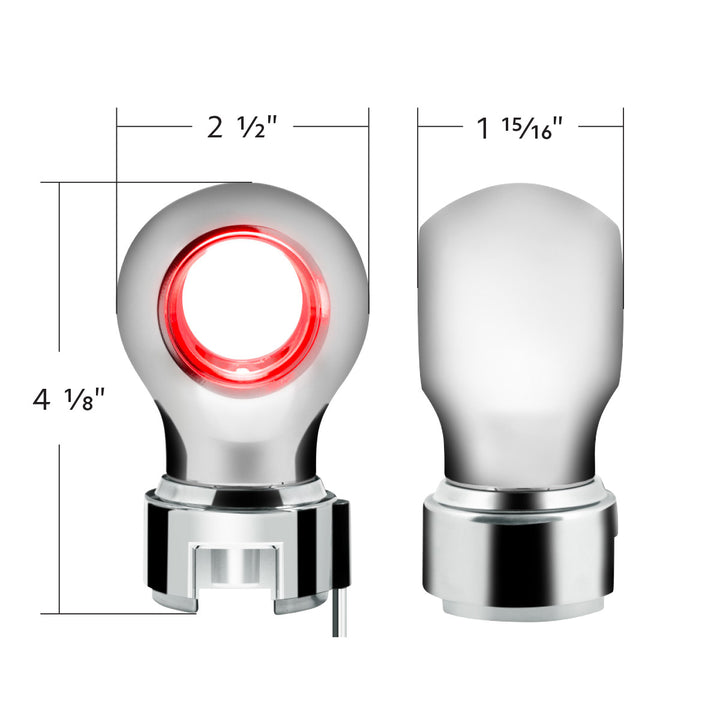 Thread-On Chrome Charlotte Style Gearshift Knob With LED 13/15/18 Speed Adapter - Red LED