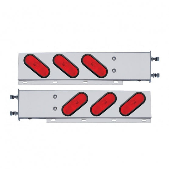 3-3/4" Bolt Pattern Stainless Spring Loaded Light Bar With 6X Oval Lights &amp; Grommets (Pair)