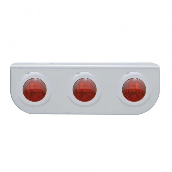 Stainless Light Bracket With 3 x 3 LED 3/4" Mini Lights - Red LED/Red Lens