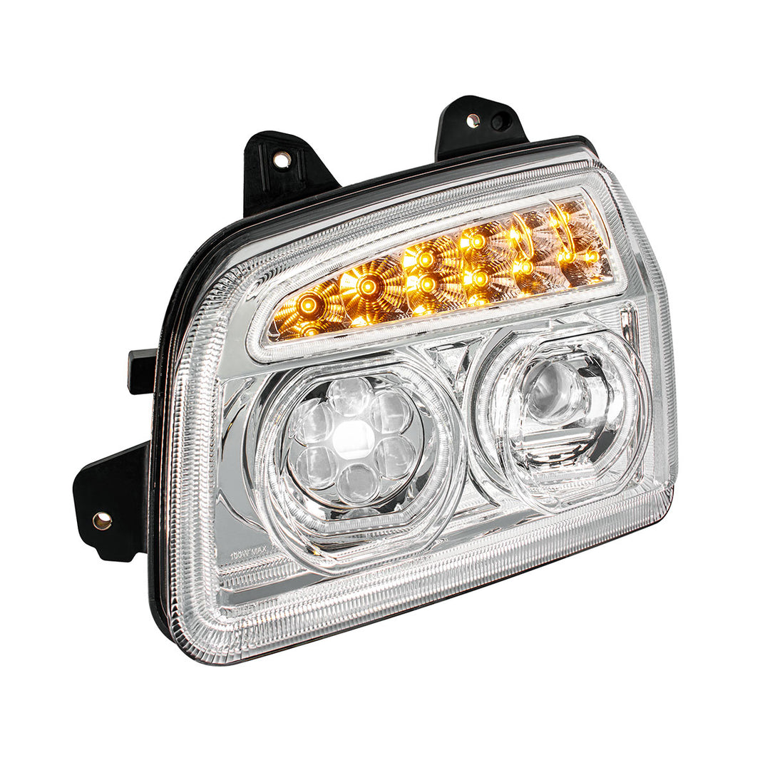 Chrome 11 LED Headlight For 2015-2024 Kenworth T880 - Driver
