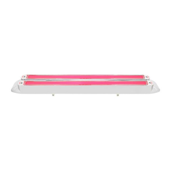 Dual 24 LED Dual Function 12" GloLight Bar With Bezel - Red LED/Clear Lens