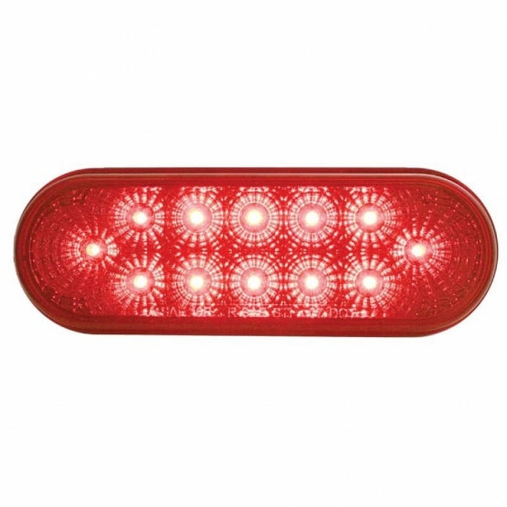 3-3/4" Bolt Pattern Stainless Steel Spring Loaded Bar With 6 Oval 12 LED Lights - Red LED &amp; Lens (Pair)