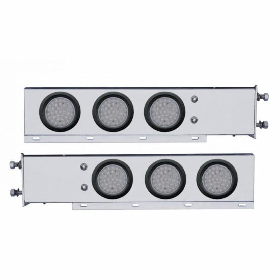 3-3/4" Bolt Pattern Chrome Spring Loaded Bar W/6 x 36 Red LED 4" Lights - Clear Lens (Pair)