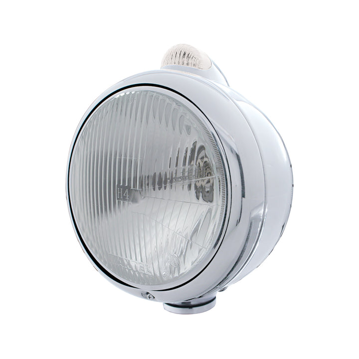 Stainless Steel Guide 682-C Headlight H4 &amp; Dual Mode LED Signal - Clear Lens