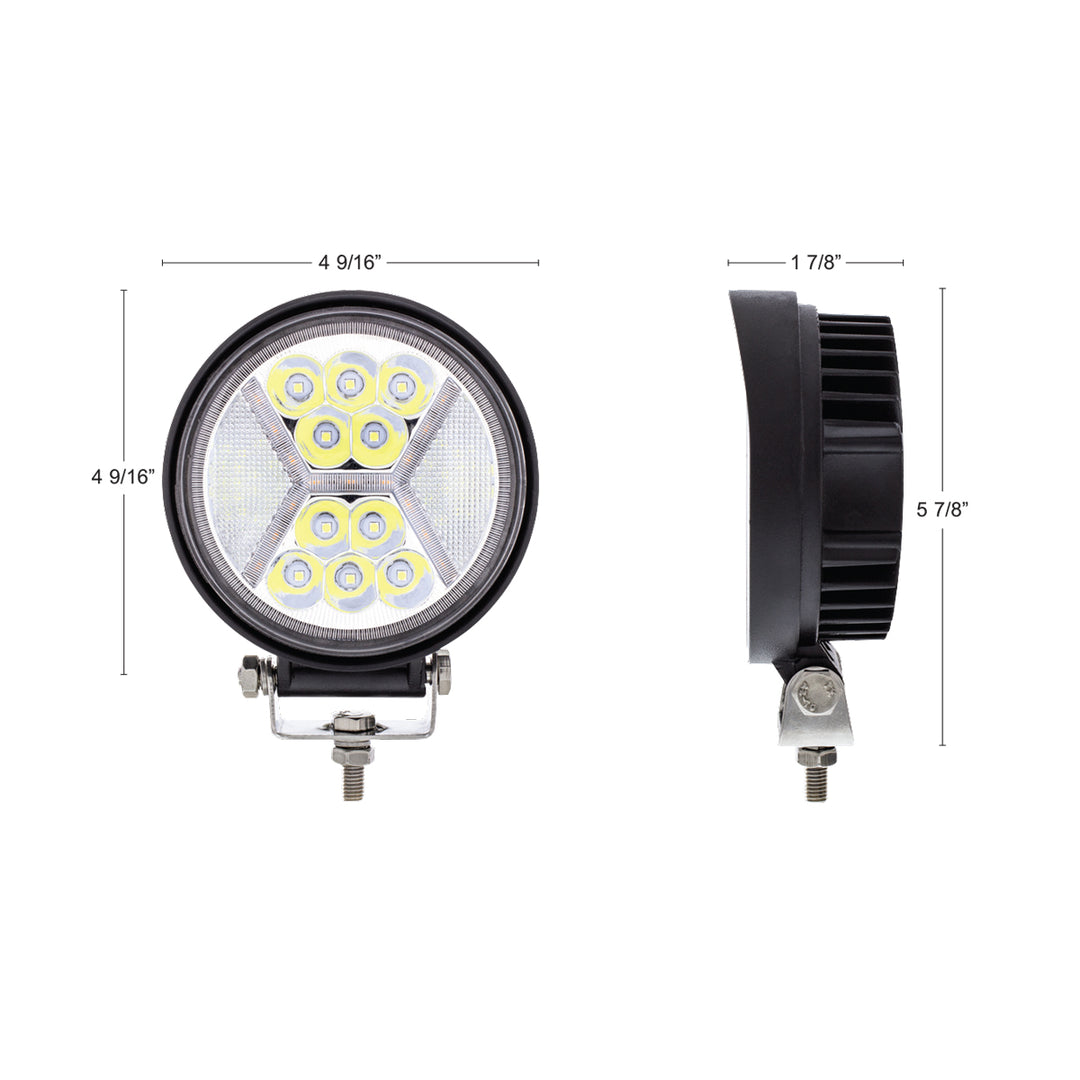 4.5" 24 High Power LED Work Light With "X" Amber Light Guide