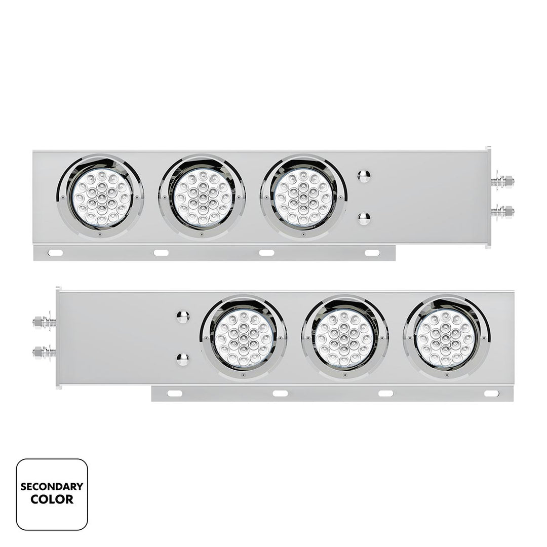 2-1/2" Bolt Pattern Stainless Steel Spring Loaded Light Bar With 6X Double Fury 19 LED Lights &amp; Visors - Red &amp; White(Pair)