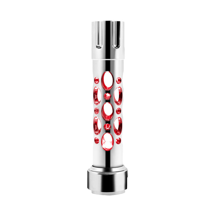 Austin Style Gun Cylinder Gearshift Knob With LED 13/15/18 Speed Adapter - Chrome/Red LED