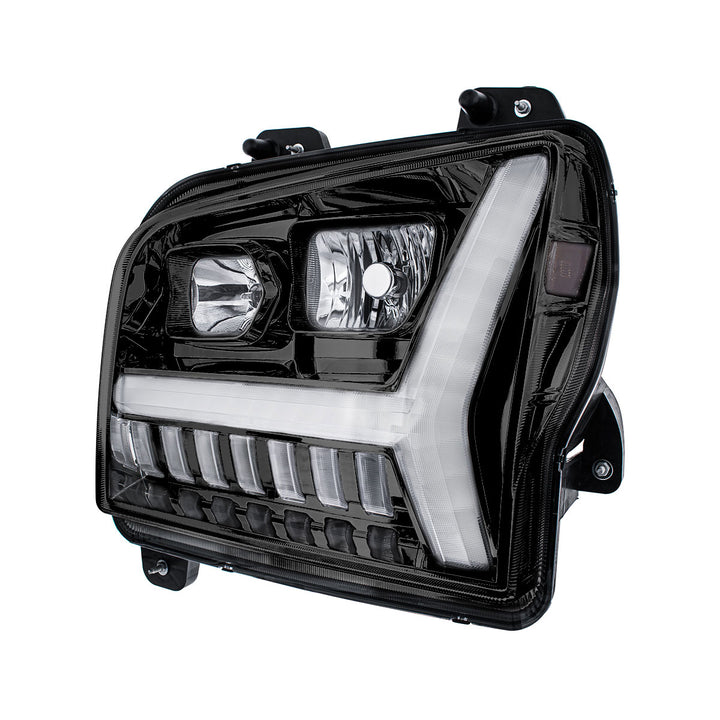 Blackout Headlight With LED DRL Light Bar &amp; Turn Signal For 2018-2024 Kenworth W990 - Driver
