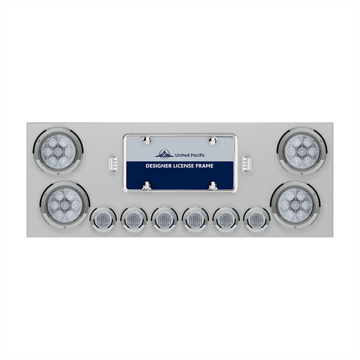 Stainless Steel Rear Center Panel With 4X Red LED 4" Light &amp; 6X Red LED 2" Light &amp; Bezel - Clear Lens - Comp. Series