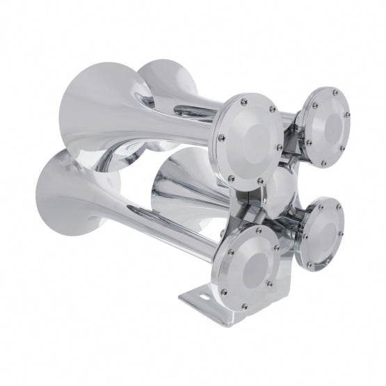 4 Trumpets Air Powered Chrome Train Horn - Competition Series