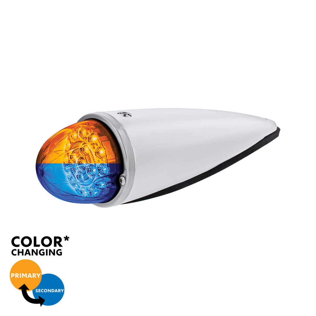 17 LED Watermelon Double Fury Light Torpedo Cab Light - Amber &amp; Blue LED/Clear Lens