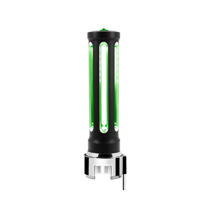 Thread-On Matte Black Sonoma Style Gearshift Knob With LED 13/15/18 Speed Adapter - Dark Green Crystal/Green LED