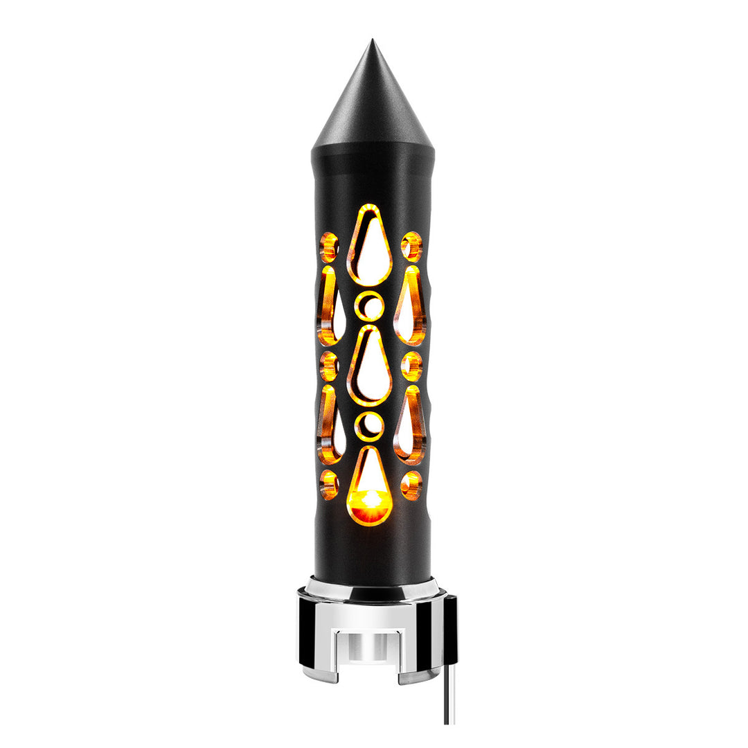 Thread-On Brooklyn Style Spike Gearshift Knob With LED 13/15/18 Speed Adapter - Matte Black/Amber LED