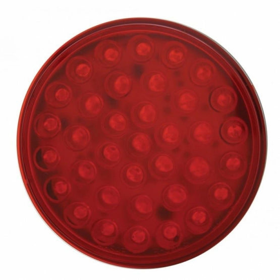 Stainless Top Mud Flap Plate With 3 x 36 LED 4" Lights &amp; Visors - Red LED/Red Lens (Each)